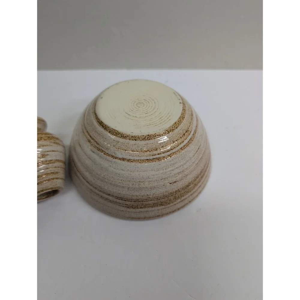 2Pcs Matcha Ceramic Pottery Bowl Tea‎ Bowl with Pouring Spout Whisk Tea Bowl